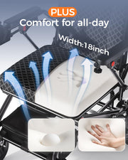 Lightweight Foldable Electric Wheelchair for Adults, 15.5 Mile Range, Dual 250W Motors, Removable 15Ah Battery