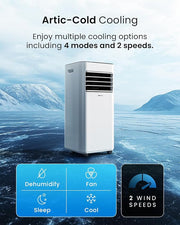 7,000 BTU 4-in-1 Portable Air Conditioner — Cooling, Dehumidifier, Fan & Sleep Mode, 24hr Timer, Remote Control, Dual Window Kit