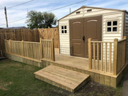 10 x 8 ft Outdoor Plastic Garden Storage Shed with Double Doors, Windows & Metal Foundation Kit